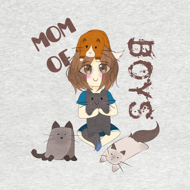 Mom Of Boys , cute mom of cats t-shirt by TATOH